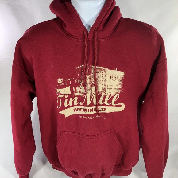 Gildan Other - TIN MILL BREWING CO HOODIE MENS LARGE RED HERMANN MISSOURI HOODED SWEATSHIRT